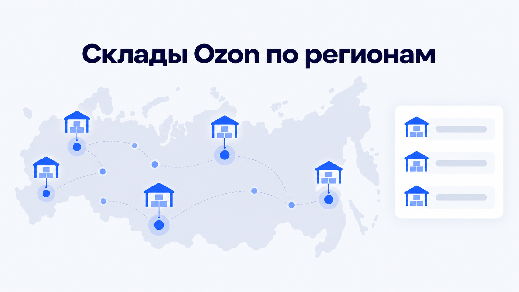 Карта складов и кластеров Ozon по регионам