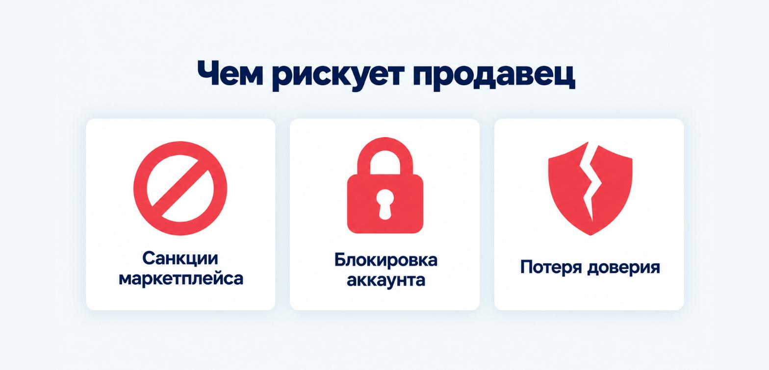 Чем рискует продавец: санкции маркетплейса, блокировка аккаунта, потеря доверия