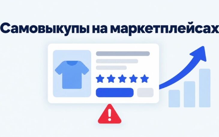 Самовыкупы на маркетплейсах: карточка товара с рейтингом и знак предупреждения
